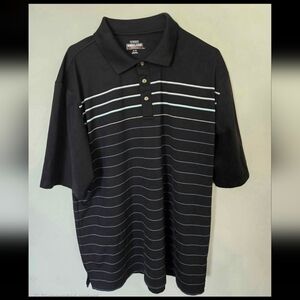 Kirkland Signature Men's Black Striped Performance Golf Polo Shirt Size XL